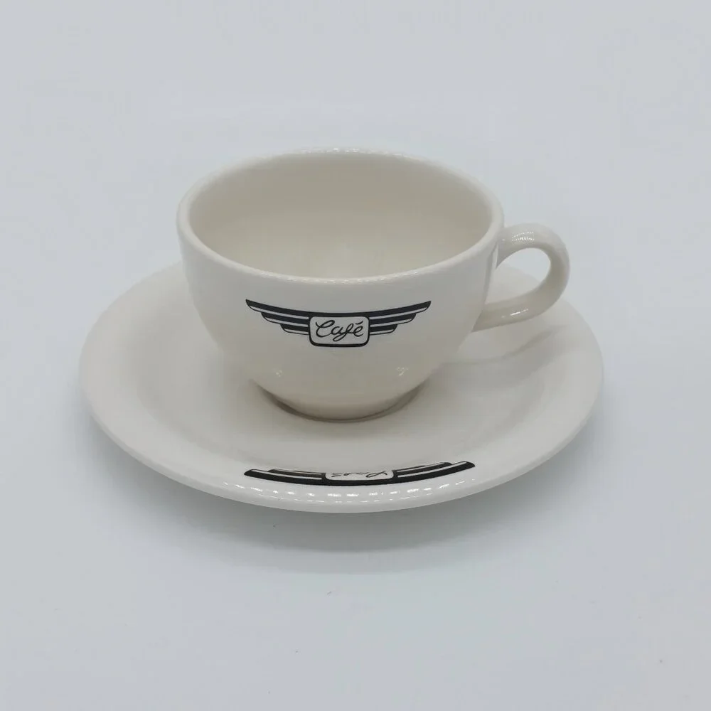 Set of 2 John Tams Cafe Espresso Coffee Cups and Saucers